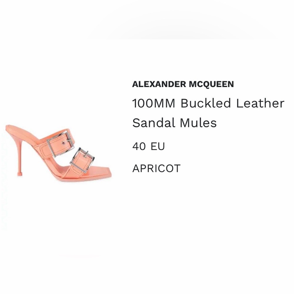 Alexander McQueen Apricot Dual Buckle Leather Mules